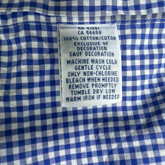 Ralph Lauren Long Sleeve Button Up Classic Fit Blue White Check Sz Large TALL - Picture 8 of 9